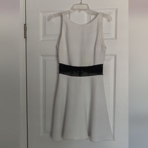 White Alice + Olivia dress with black crochet accent